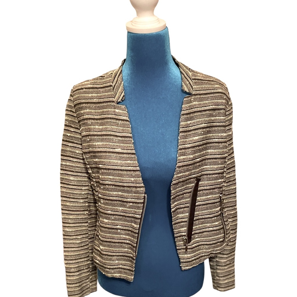 Mossimo size 2 black and gray blazer black lining zippers front